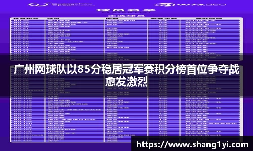 广州网球队以85分稳居冠军赛积分榜首位争夺战愈发激烈